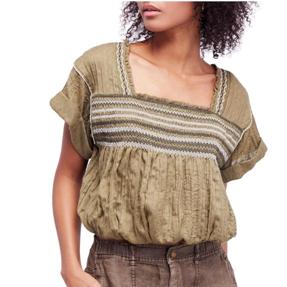 Free People Olive Green Blouse
